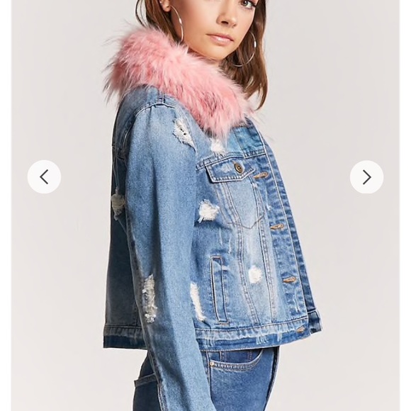 forever 21 faux fur denim jacket